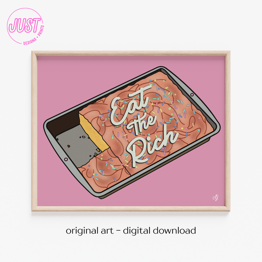 PRINTABLE Eat the Rich Artwork, Maximalist Indie Print, Retro Eclectic Wall Art, Dopamine Decor
